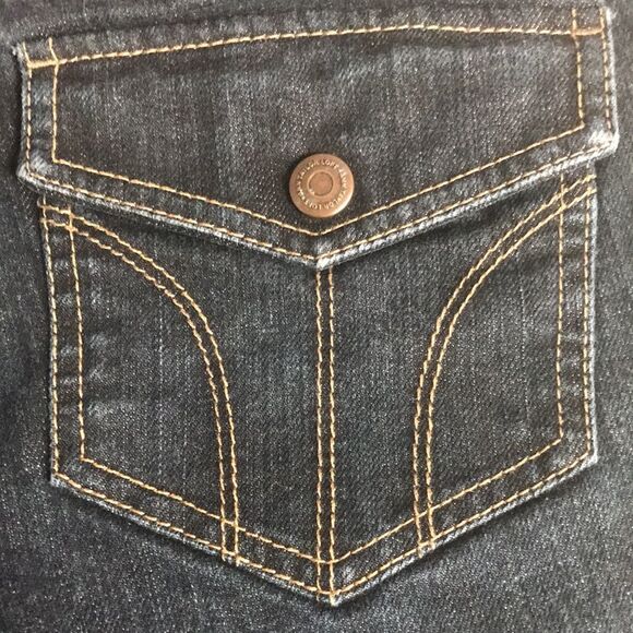 ANN TAYLOR LOFT Flare Wide Leg Denim Jeans Size 10 Back Flap Pockets Boot Cut - Picture 8 of 12